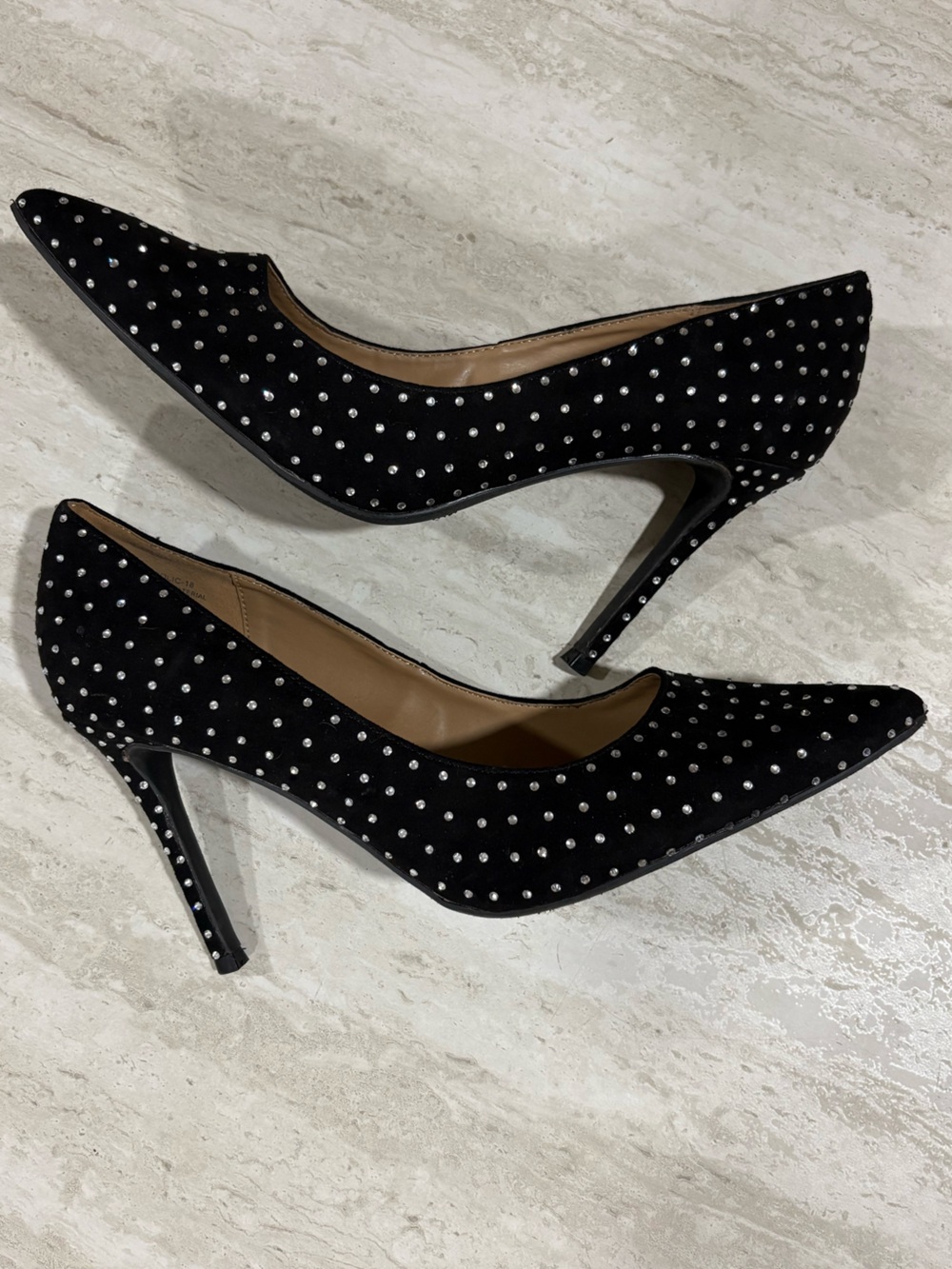 Rouge Helium Black Rhinestone Pointed Toe Stiletto Pumps | Size 11